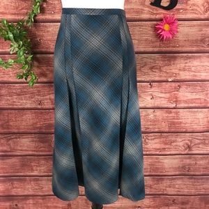 Pendleton Skirt 12 Teal Gray Black Plaid Wool A Line Flared Calf Midi Preppy